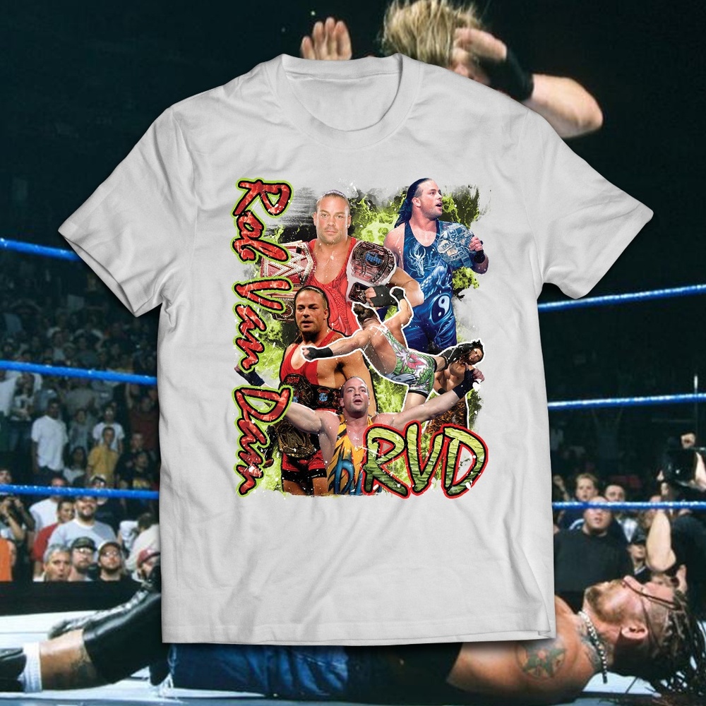 Vintage Style Rob Van Dam White Wrestling Tee